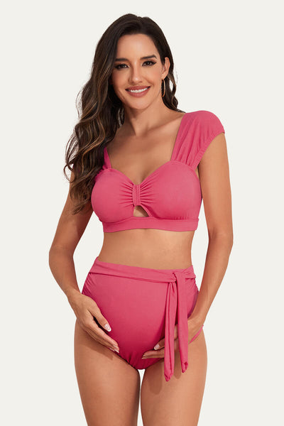 two-piece-bow-tie-cutout-cute-maternity-swimsuit#color_bright-red