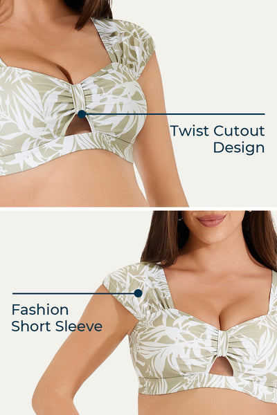 Two Piece Bow Tie Cutout Cute Maternity Swimsuit Pine Needles After The Rain