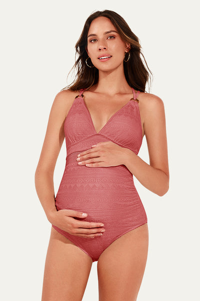 one-piece-o-ring-linked-hollow-out-maternity-swimwear#color_coral