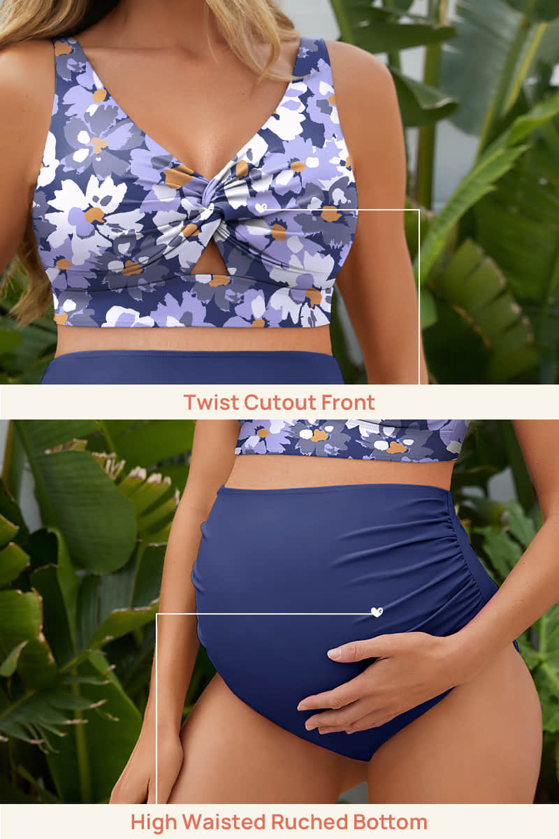 high-waisted-ruched-maternity-two-piece-bikini-with-twist-cutout#color_forest-dewdrop-blooms