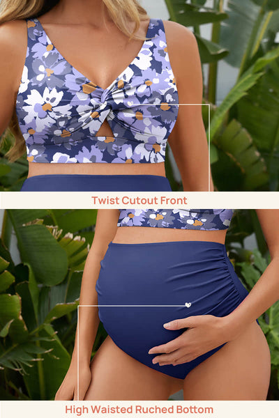 high-waisted-ruched-maternity-two-piece-bikini-with-twist-cutout#color_forest-dewdrop-blooms