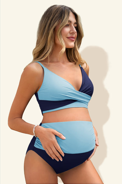 maternity-color-block-criss-cross-v-neck-bikini-high-waist-two-piece#color_baby-blue-navy
