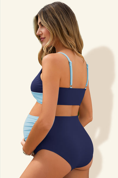 maternity-color-block-criss-cross-v-neck-bikini-high-waist-two-piece#color_baby-blue-navy