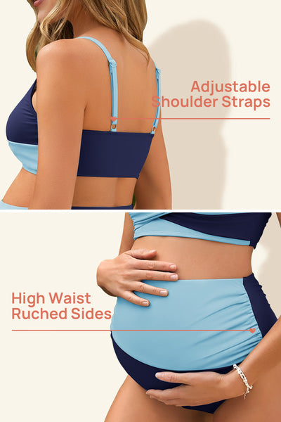 maternity-color-block-criss-cross-v-neck-bikini-high-waist-two-piece#color_baby-blue-navy