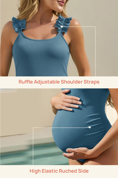 ribbed-maternity-one-piece-swimsuit-with-ruffle-scoop-neck#color_azure