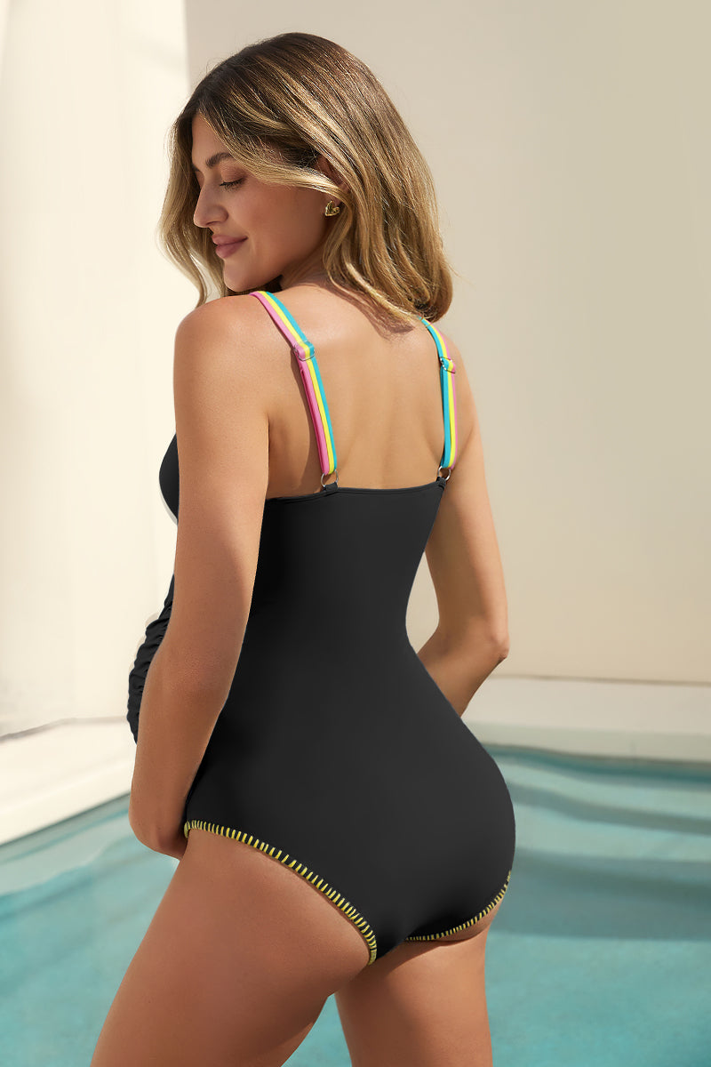 maternity-one-piece-swimsuit-with-colorful-straps-and-scalloped-trim#color_black