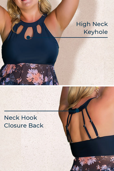 plus-size-one-piece-high-neck-keyhole-closure-back-swimdress#color_black-black-orange-hibiscus