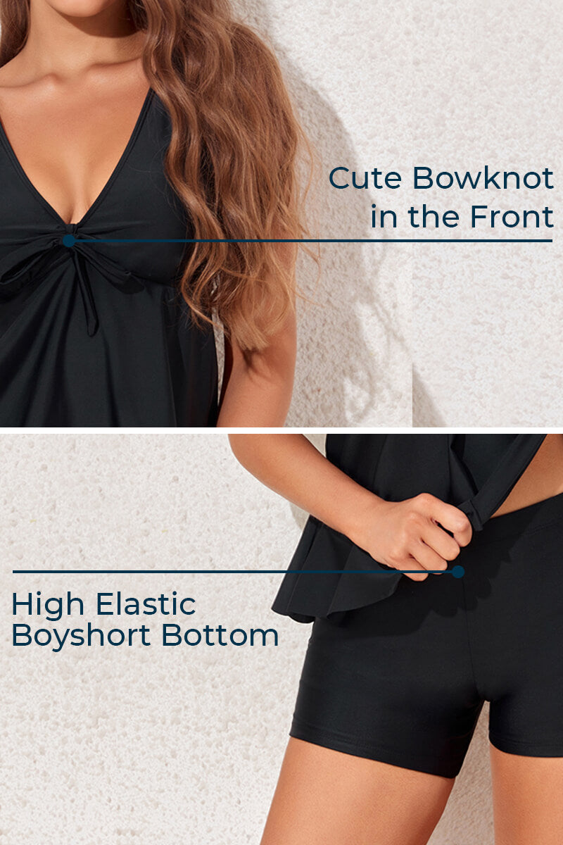 two-piece-tummy-control-tie-bowknot-tankini-swimsuit#color_black