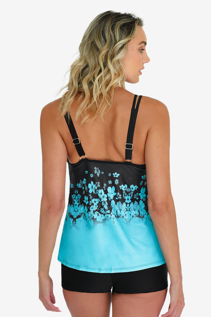 womens-two-piece-round-neckline-athletic-tankini-swimsuits-with-shorts#color_black-glitter-print-3-black