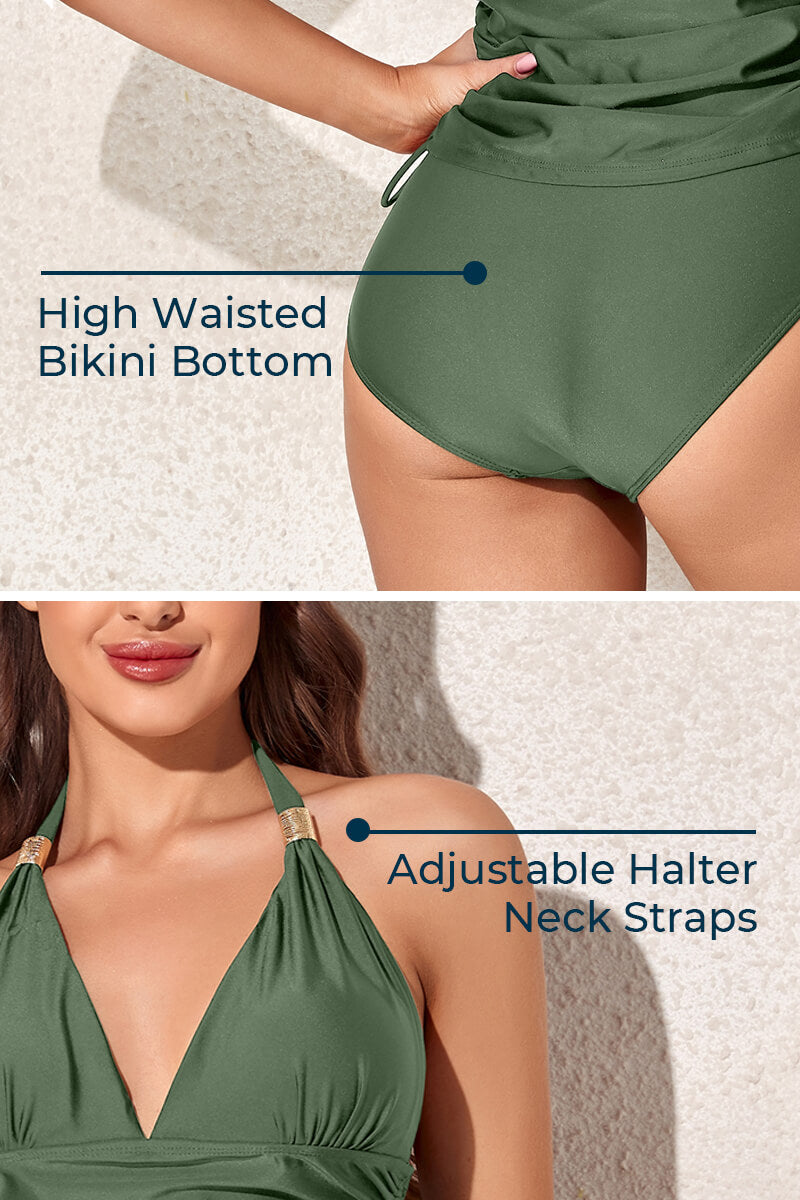 womens-two-piece-v-neck-halter-drawstring-solid-tankini-swimsuit#color_balsam-green