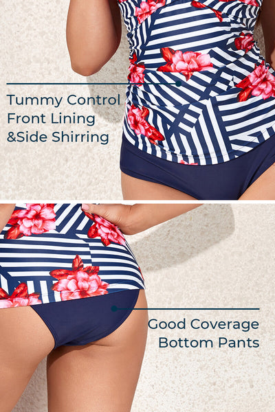 two-piece-v-neck-twist-front-criss-cross-back-tankini-swimsuit#color_navy-bloom-navy