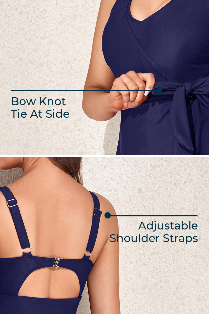 plus-size-one-piece-wrap-tie-side-buckles-back-swimdress#color_navy