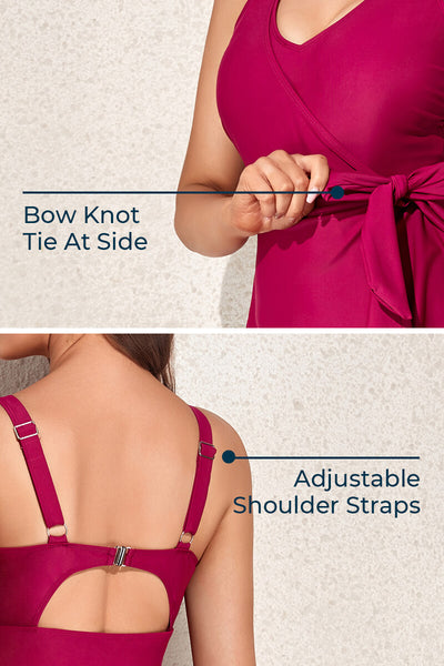 plus-size-one-piece-wrap-tie-side-buckles-back-swimdress#color_plum