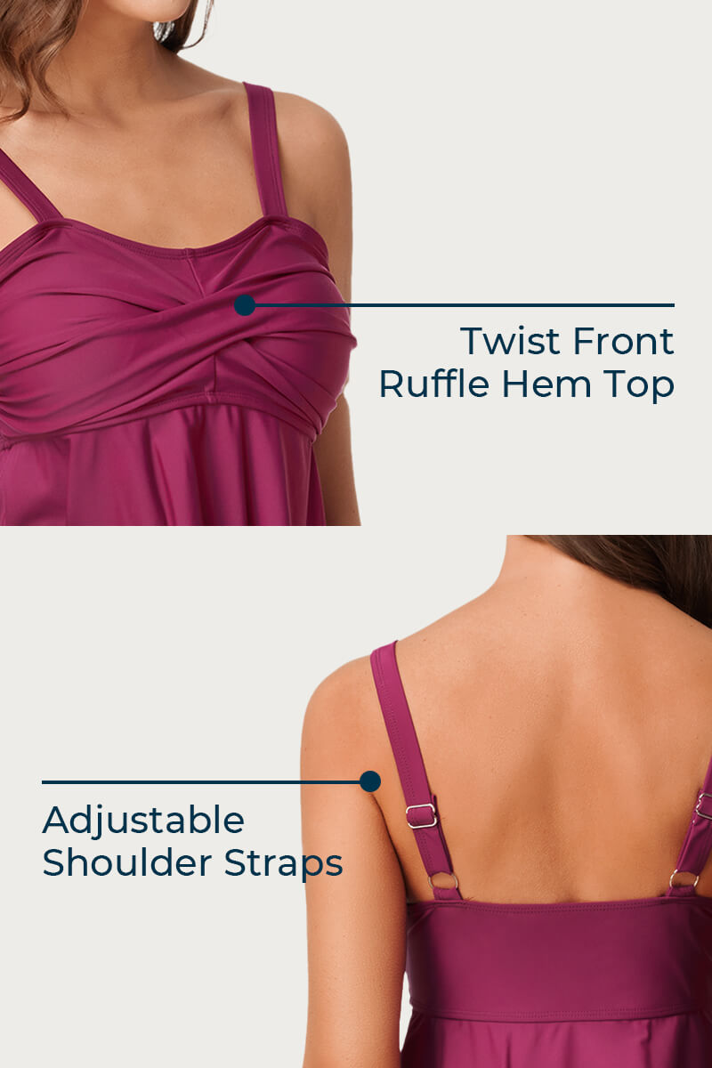 womens-two-piece-twist-front-ruffle-hem-tankini-swimsuit#color_plum-beige-drawing-bouquet