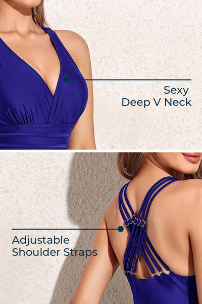 womens-one-piece-v-neck-ruched-tummy-control-solid-swimdress#color_sapphire-blue