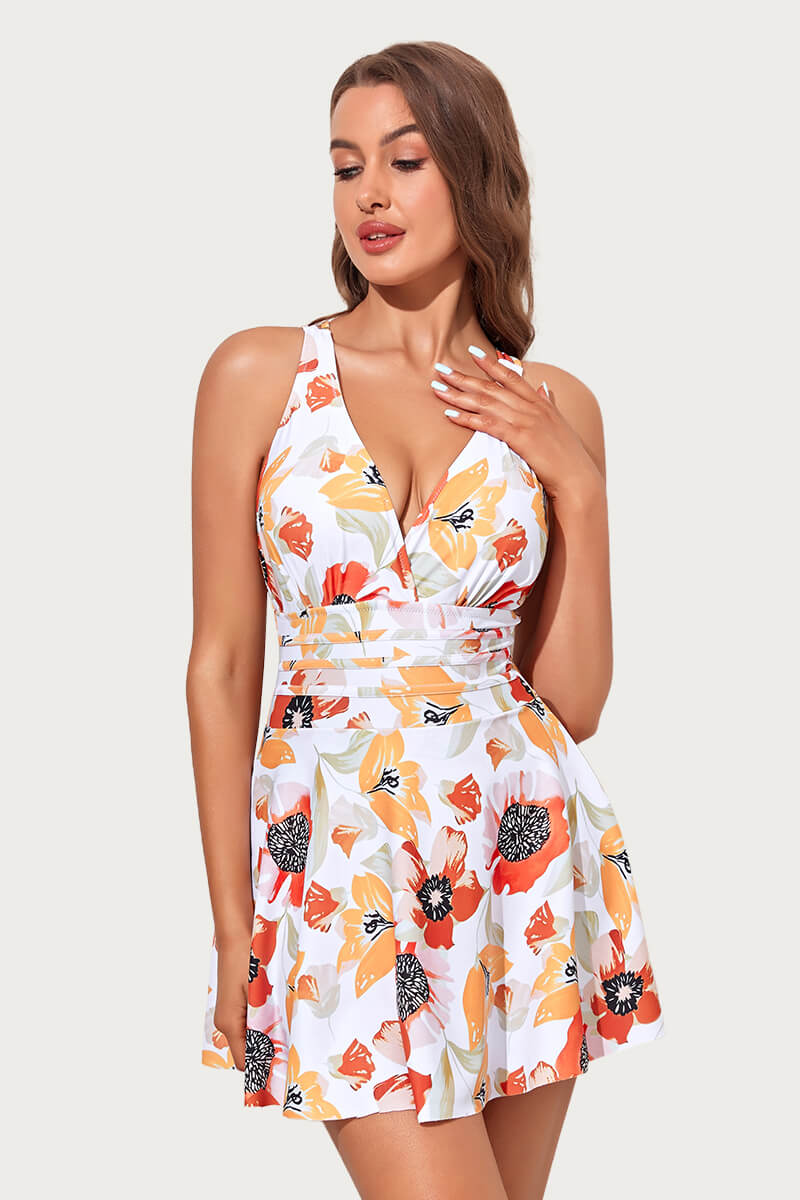 womens-one-piece-ruched-tummy-control-criss-cross-back-swimdress#color_bige-artsy-poppy