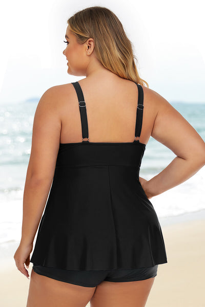 plus-size-two-piece-v-neck-high-waist-tummy-control-tankini-swimsuit#color_black