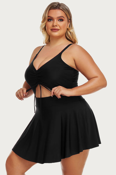 plus-size-one-piece-knotted-cutout-swimsuit-for-women#color_black