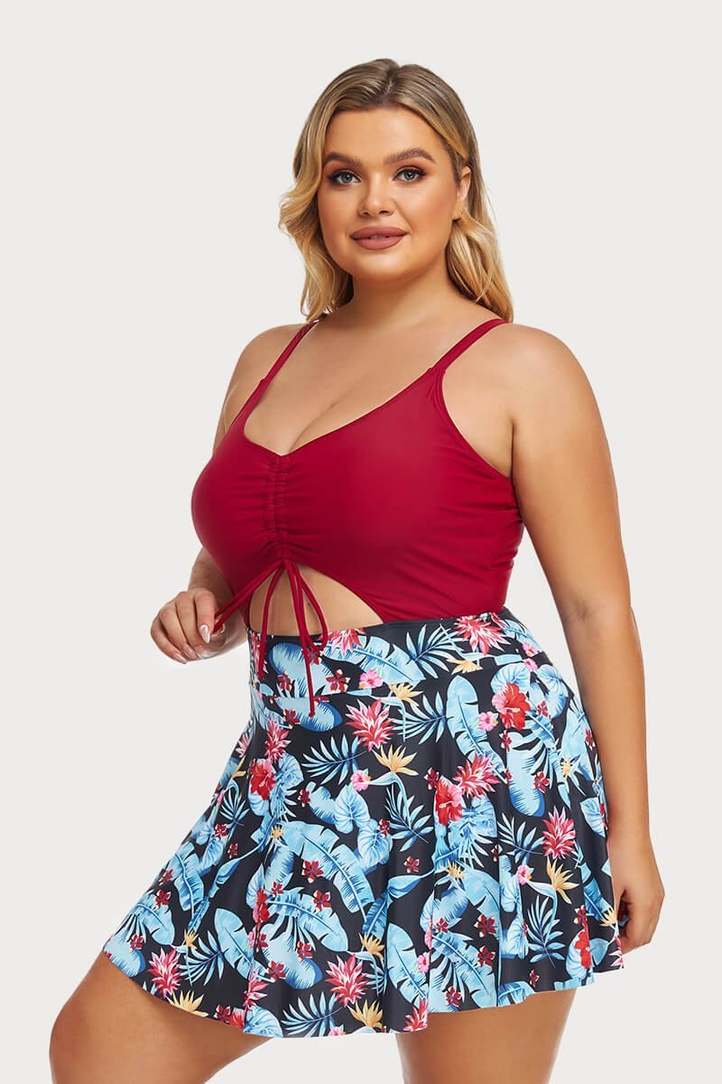 womens-plus-size-one-piece-cutout-tummy-control-bathing-suits#color_ruby-black-neon-hibiscus