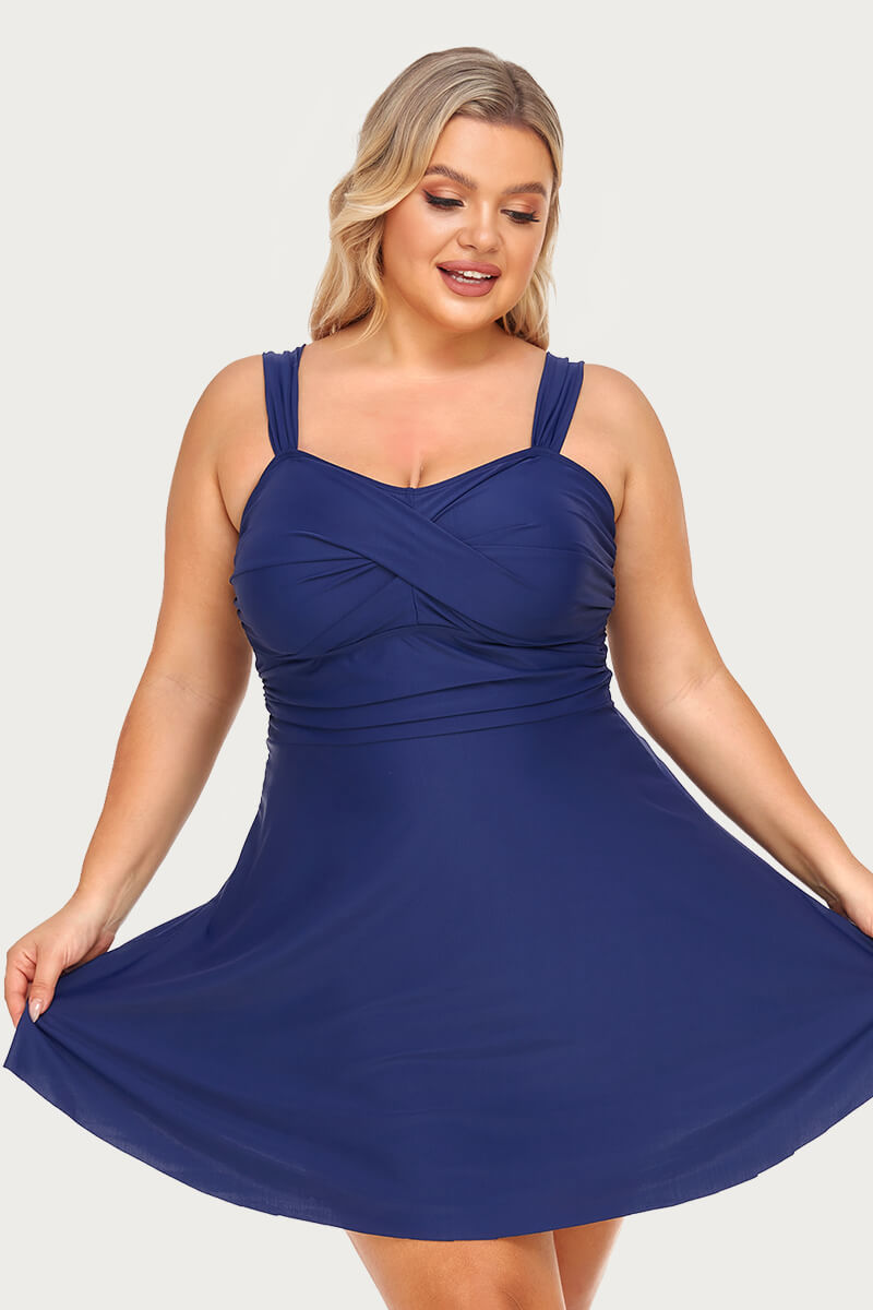 plus-size-two-piece-high-waist-ruched-twist-front-swimdress#color_navy
