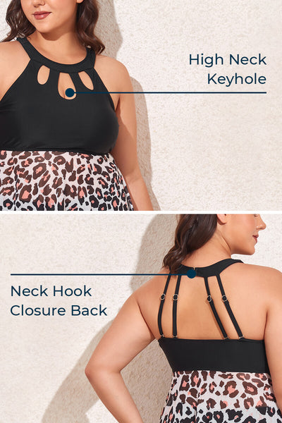 plus-size-one-piece-high-neck-keyhole-closure-back-swimdress#color_black-leopard-10-cream