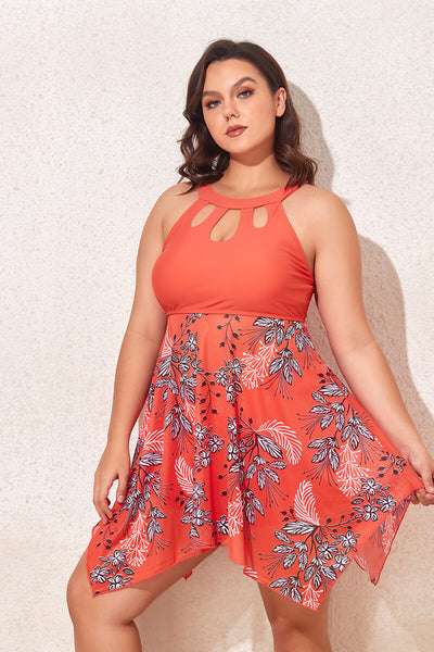 plus-size-one-piece-high-neck-keyhole-closure-back-swimdress#color_red-very-berry
