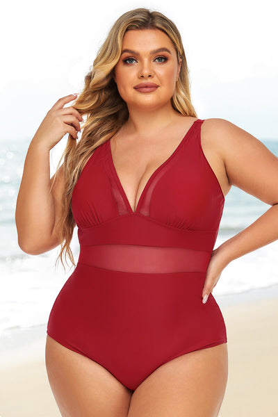 plus-size-see-through-mesh-panels-hollow-out-bikini-swimsuit#color_burgundy