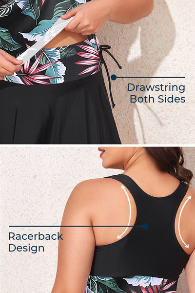 plus-size-two-piece-tummy-control-racerback-tankini-swimsuit#color_black-exotic-vivid