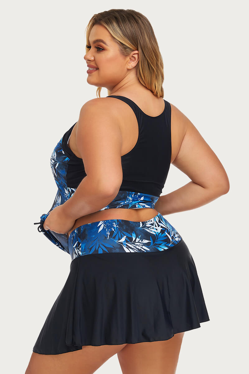 plus-size-two-piece-tummy-control-racerback-tankini-swimsuit#color_black-exotic-abstract