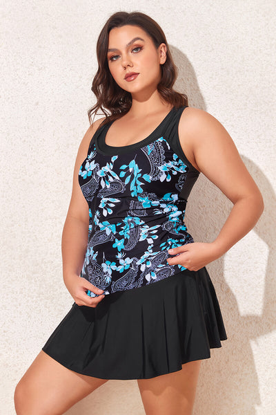 plus-size-two-piece-retro-floral-racerback-tankini-swimsuit#color_paisley-1-black