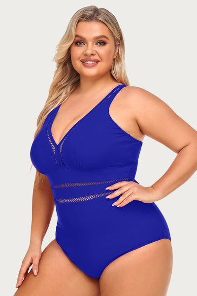 plus-size-see-through-hollow-out-solid-bikini-swimsuit#color_sapphire-blue