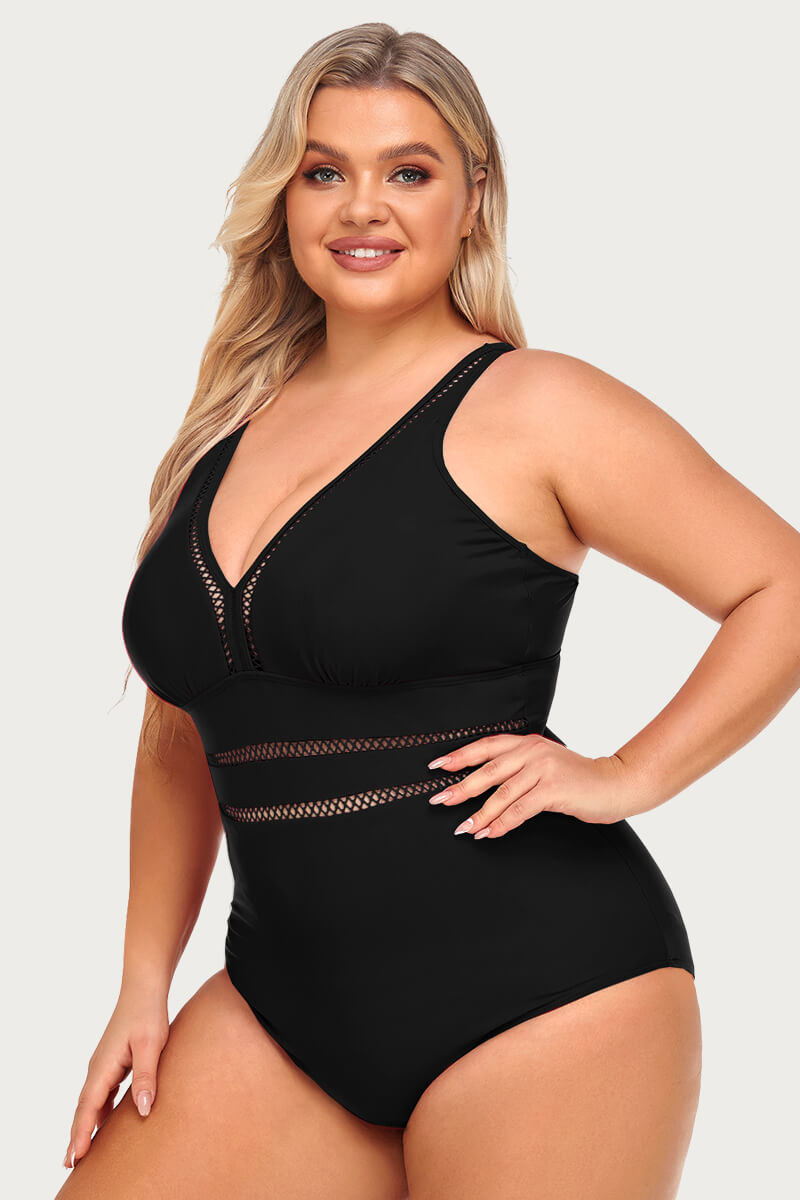 plus-size-see-through-hollow-out-solid-bikini-swimsuit#color_black