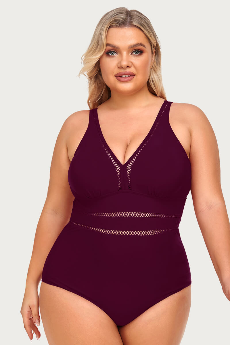 plus-size-see-through-hollow-out-solid-bikini-swimsuit#color_plum