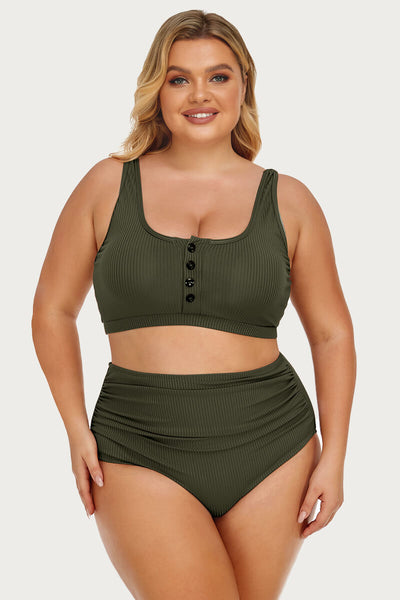 plus-size-ribbed-button-down-front-bikini-swimsuit#color_olive
