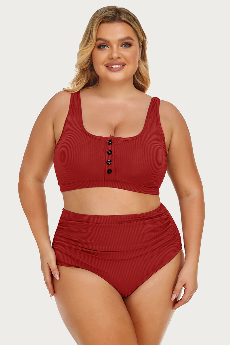 plus-size-ribbed-button-down-front-bikini-swimsuit#color_brilliant-red