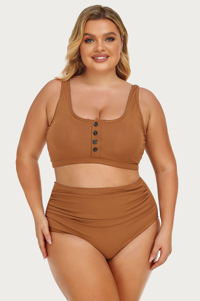 plus-size-ribbed-button-down-front-bikini-swimsuit#color_honey-ginger