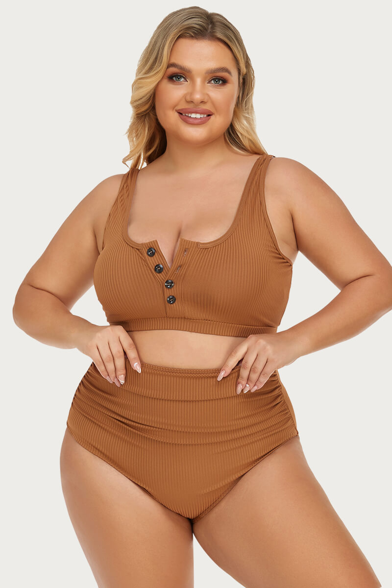plus-size-ribbed-button-down-front-bikini-swimsuit#color_honey-ginger
