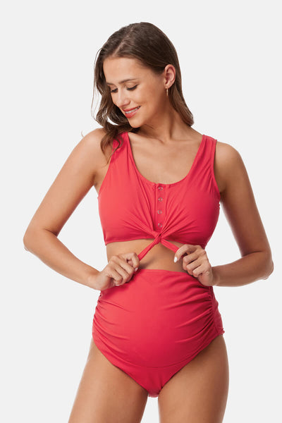 two-piece-ribbed-front-knot-maternity-swimsuit#color_ruby